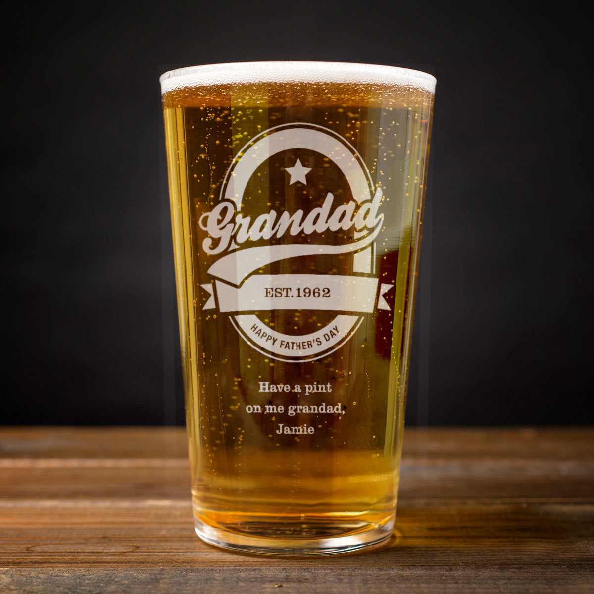Personalised Pint Glass - Grandad Established