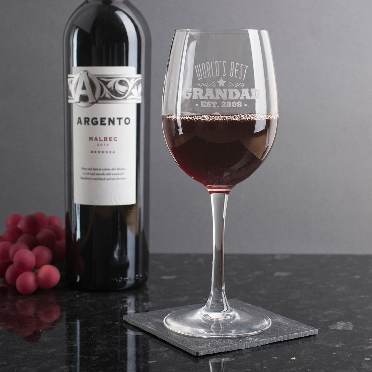 Personalised Wine Glass - World's Best Grandad Est.