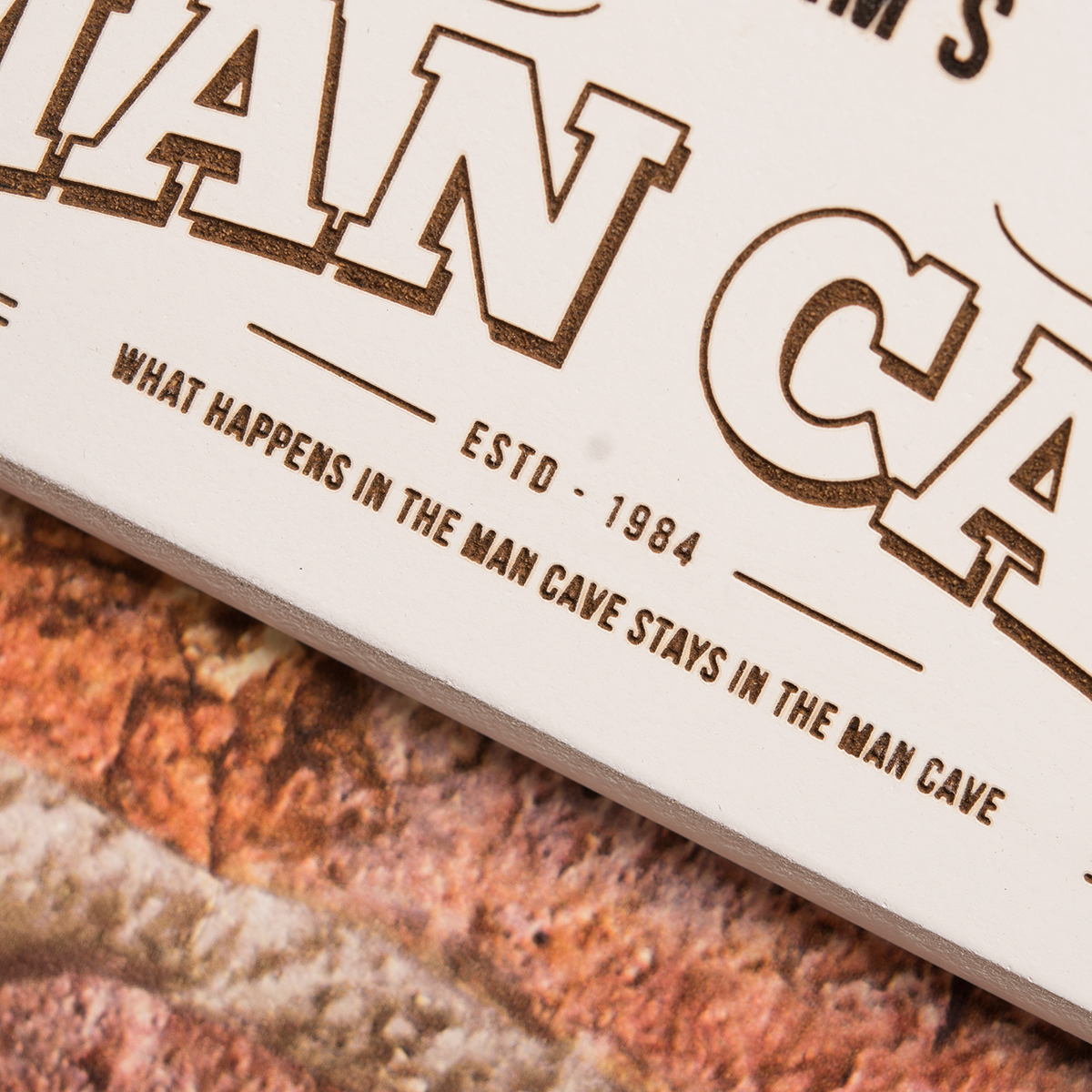 Personalised Hanging White Wooden Sign - Man Cave