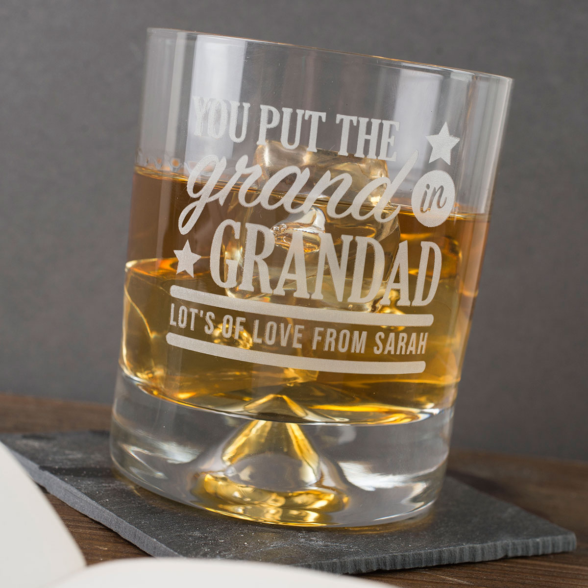 Engraved Stern Whisky Glass - Put The Grand In Grandad