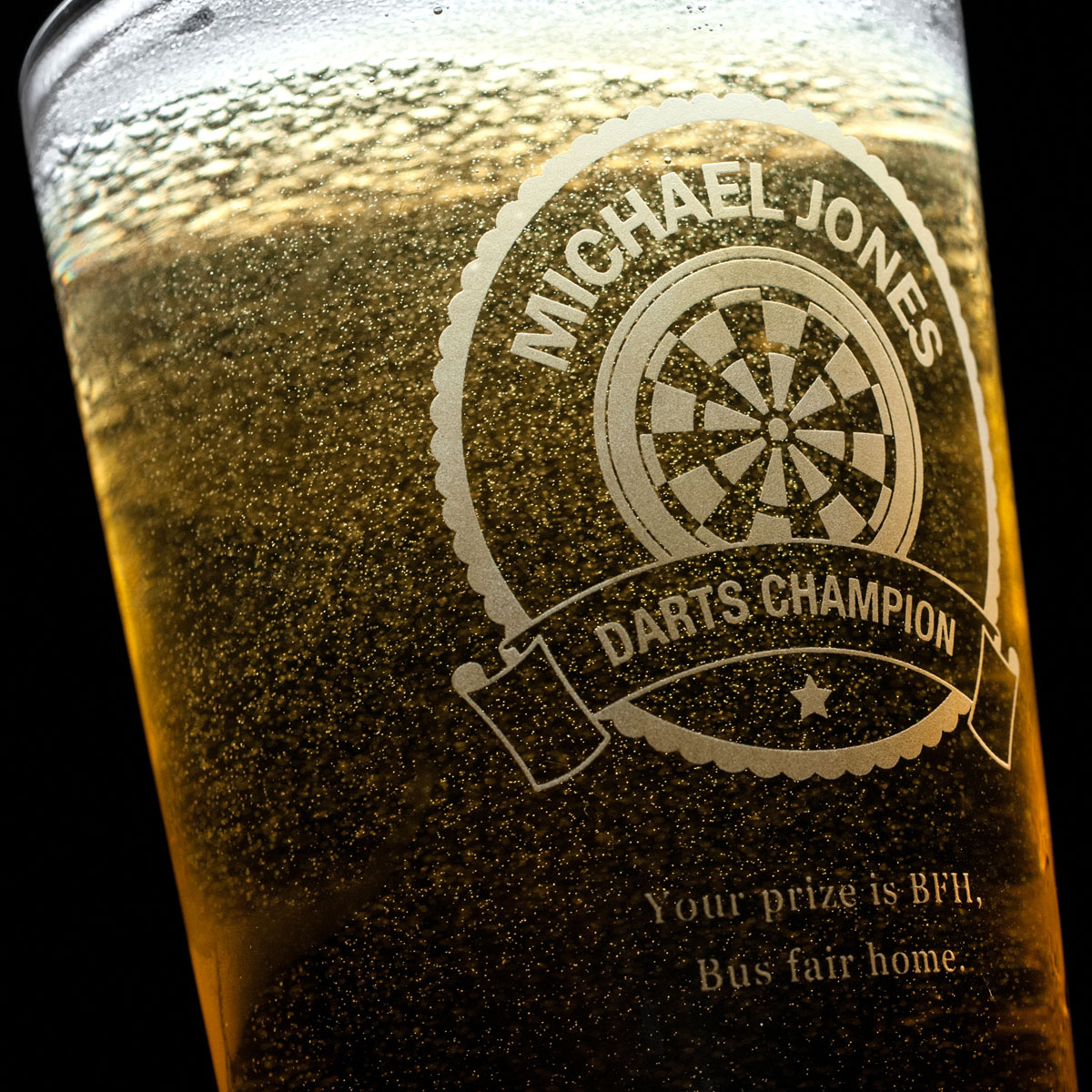 Personalised Pint Glass - Darts Champion