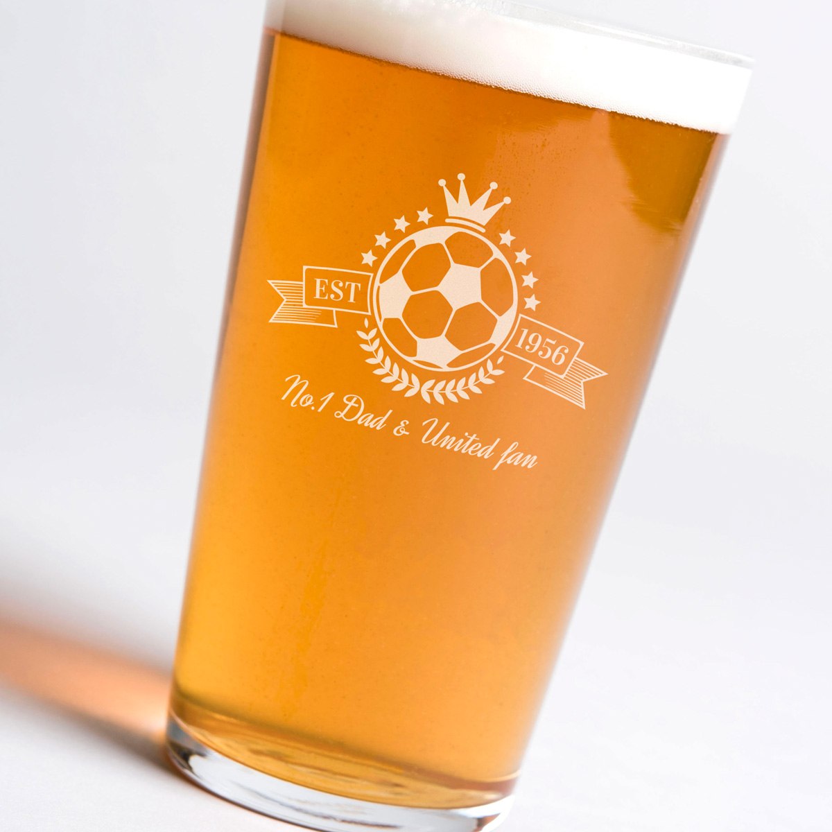 Personalised Pint Glass - Football Crown