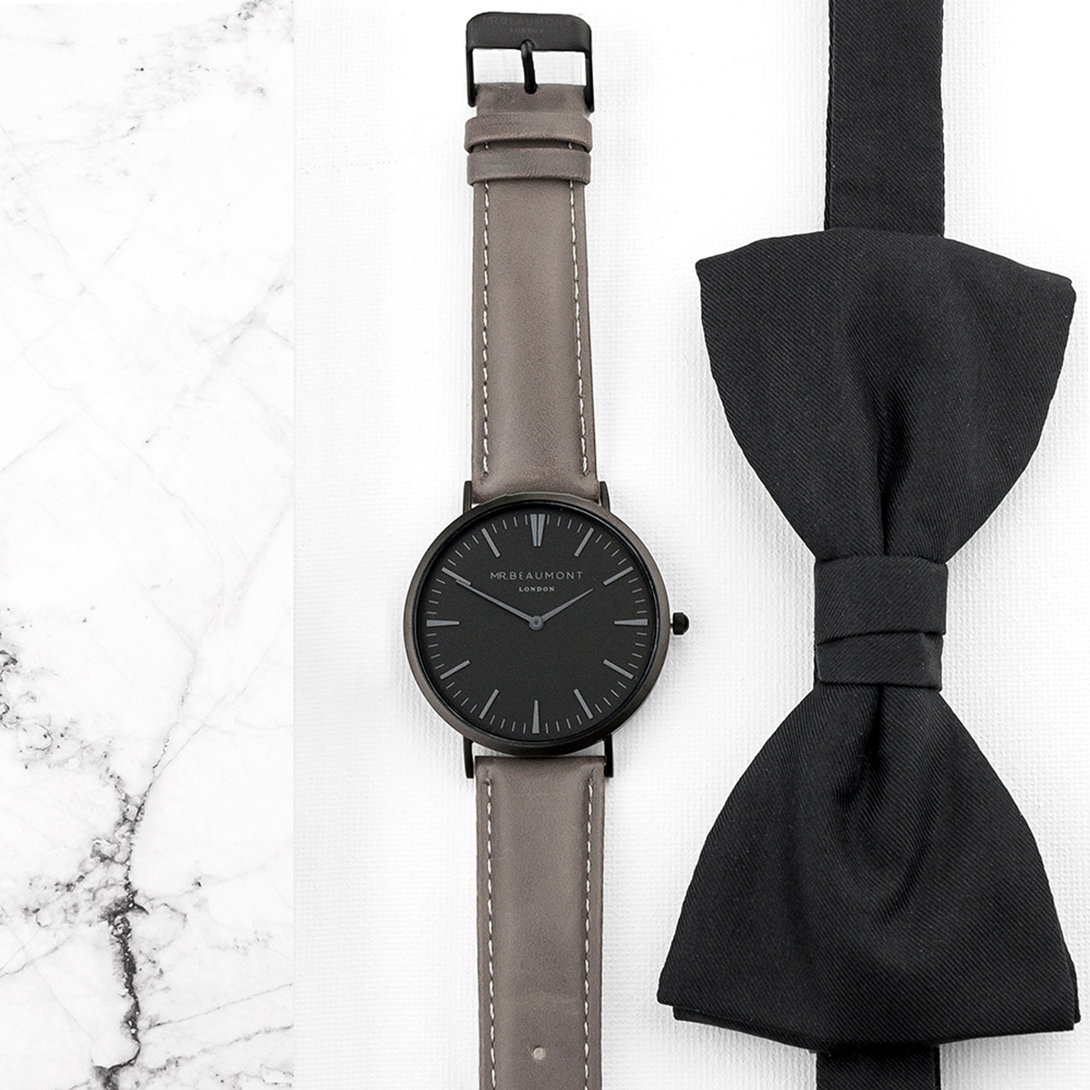 Personalised Men's Watch With Black Face In Ash