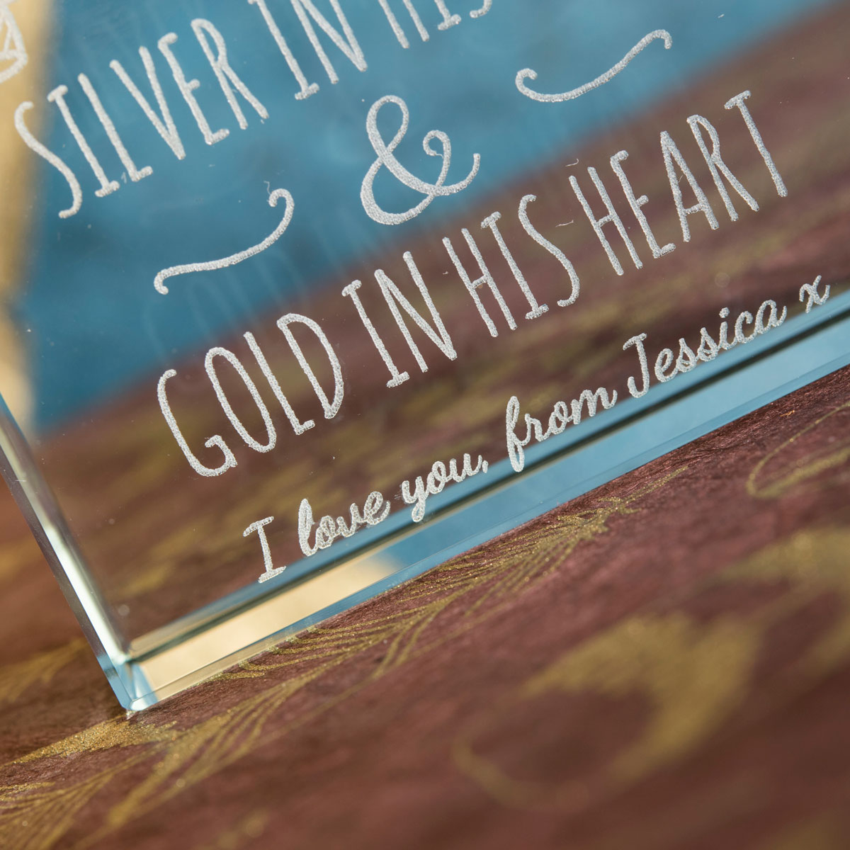 Personalised Glass Token - Grandad, Silver And Gold