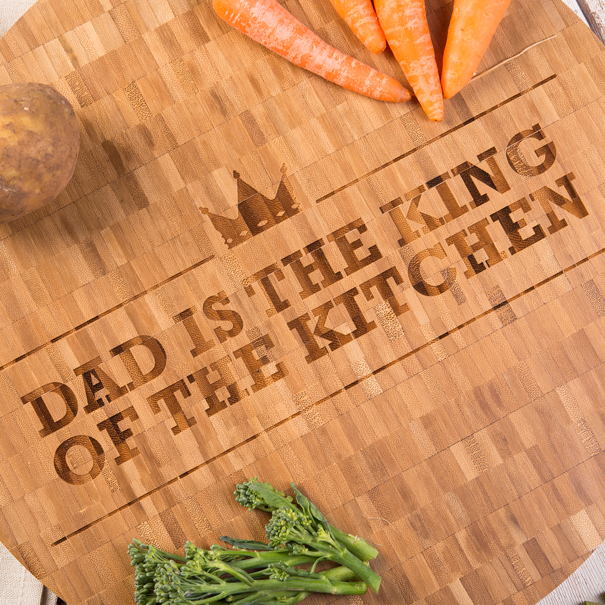 Personalised Large Round Bamboo Chopping Board - Crown