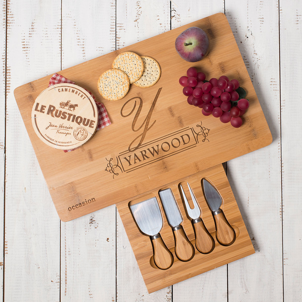 Personalised Large Wooden Cheeseboard - Family Initial