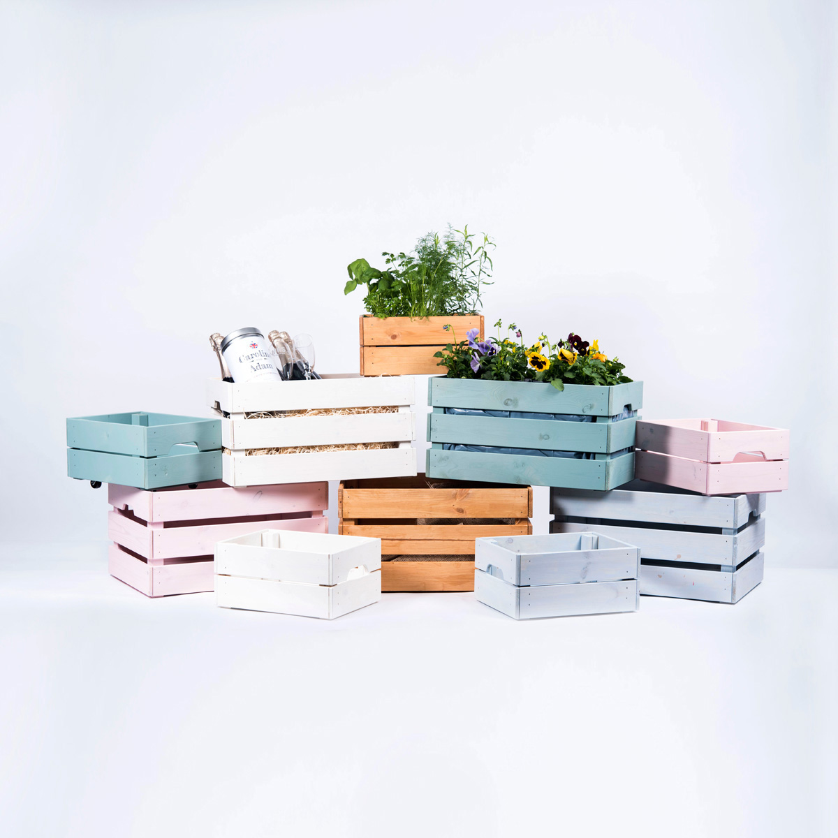Personalised Small Wooden Crate - Any Message Planter