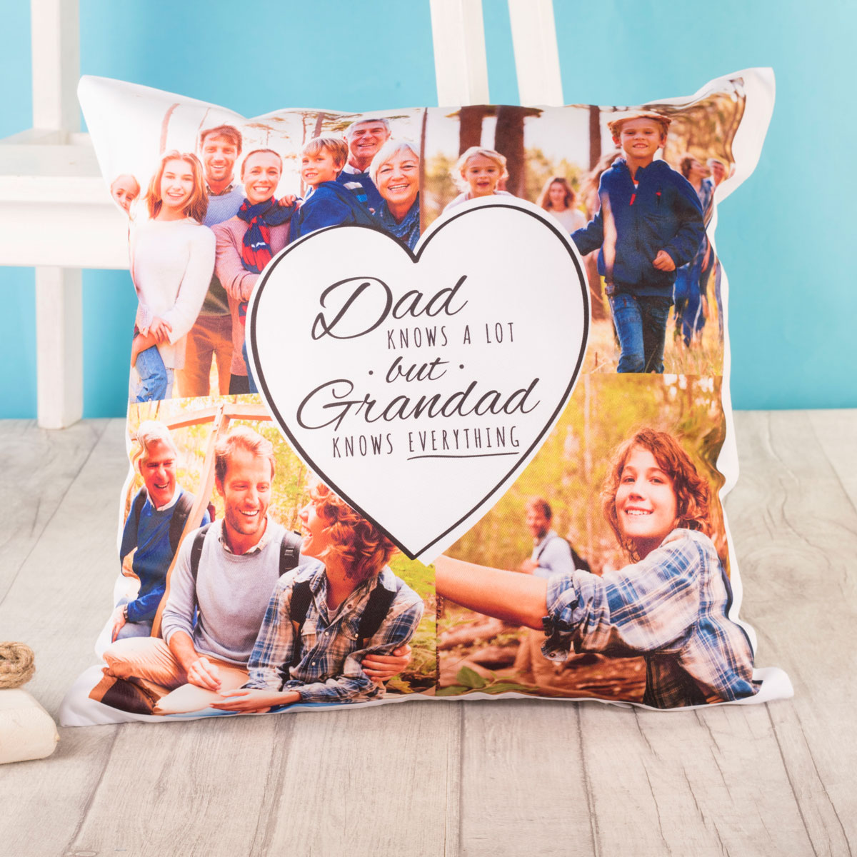 Multi Photo Cushion - Dad Knows A Lot But Grandad Knows Everything