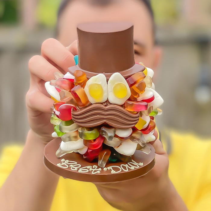 Personalised Pick 'n' Mix (Haribo) Head with Hat and Moustache