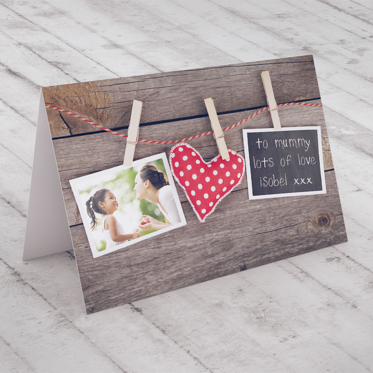 Personalised Card - 3 pegs on a line