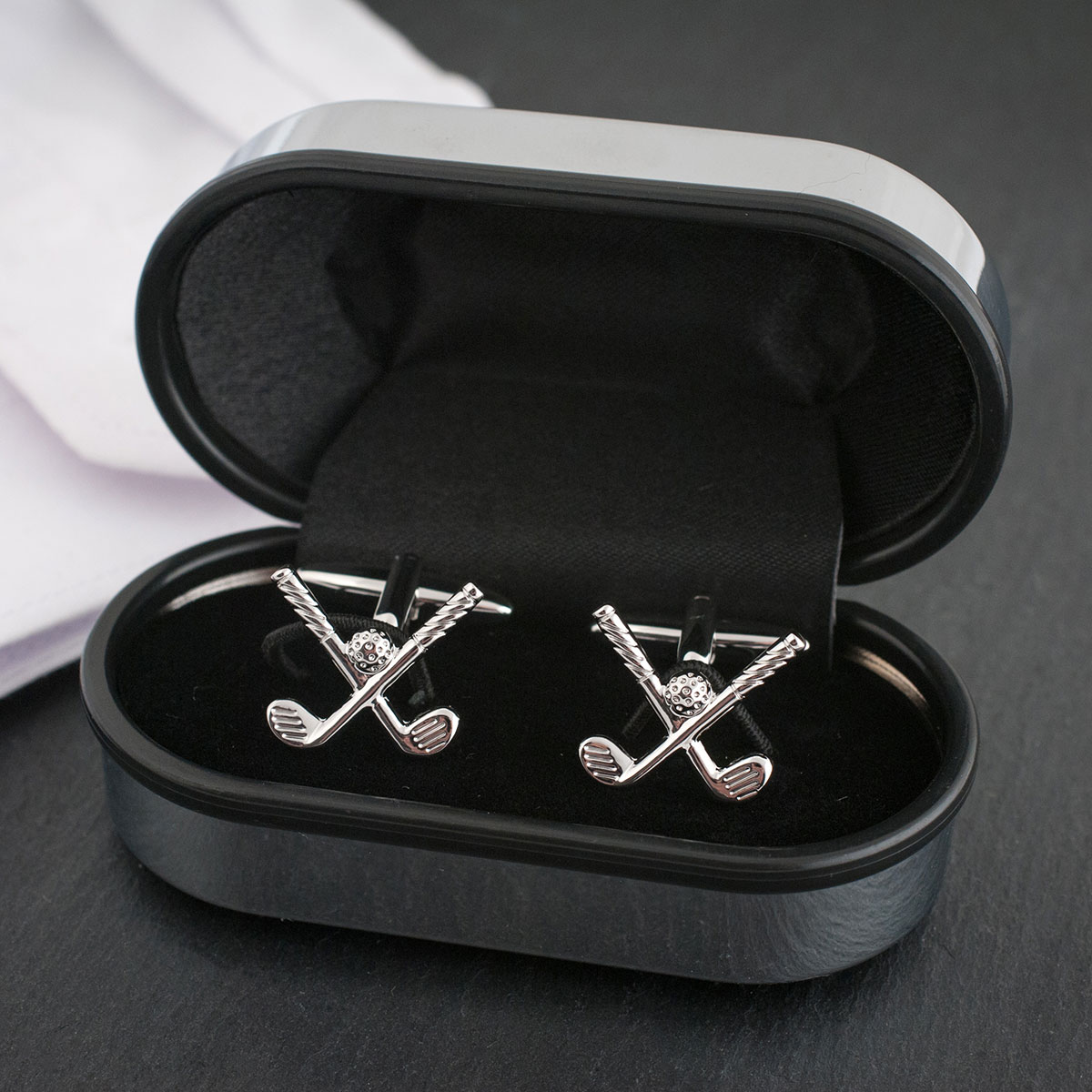 Golf Club Cufflinks In Personalised Box