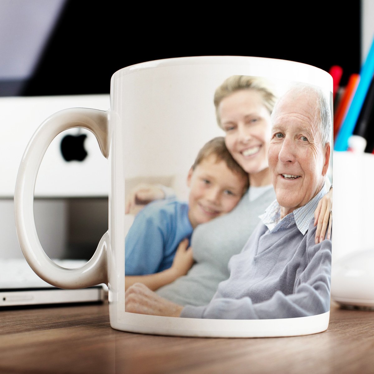 Photo Upload Mug - 3 Photos & Message, Blue
