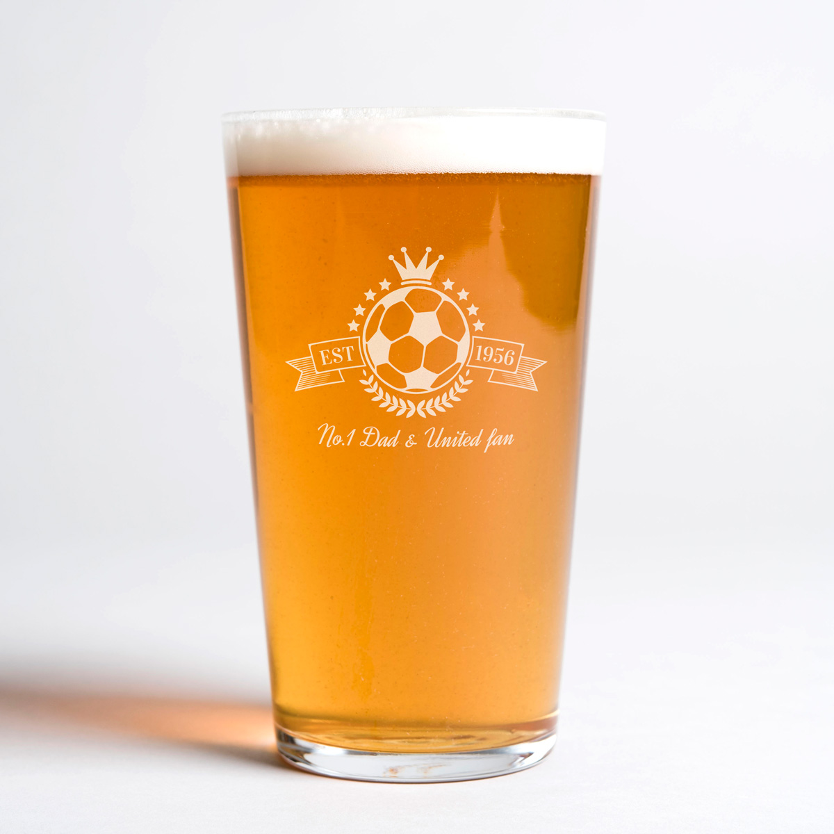 Personalised Pint Glass - Football Crown