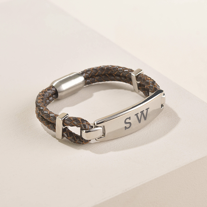 Create Your Own - Engraved Men's Leather Bracelet