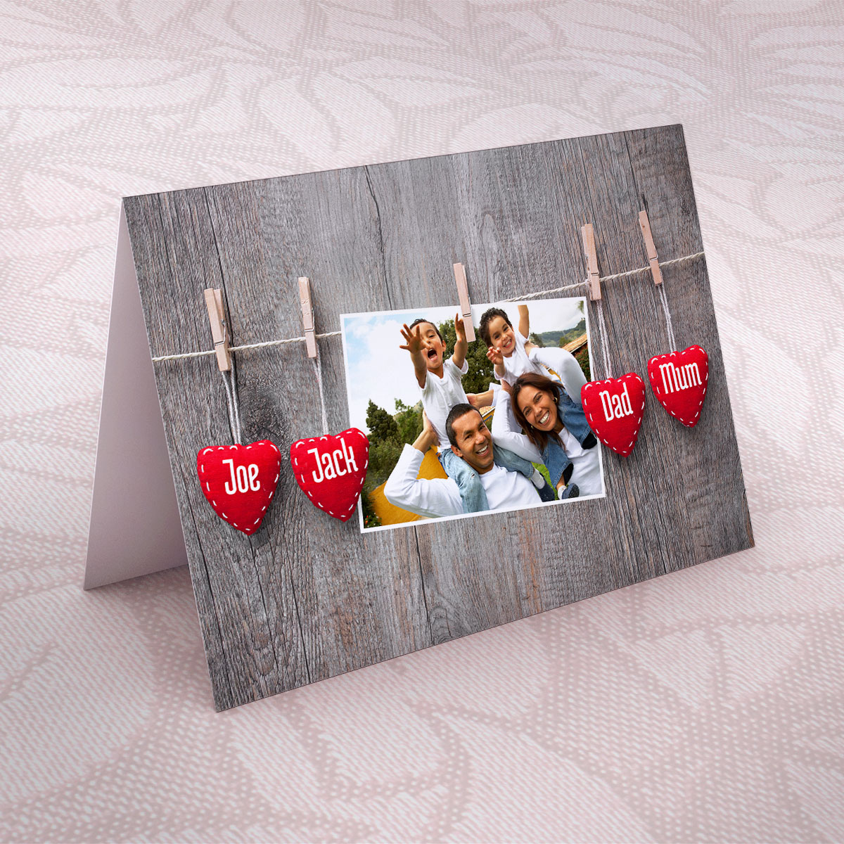 Photo Upload Card - Family Hearts & Photo