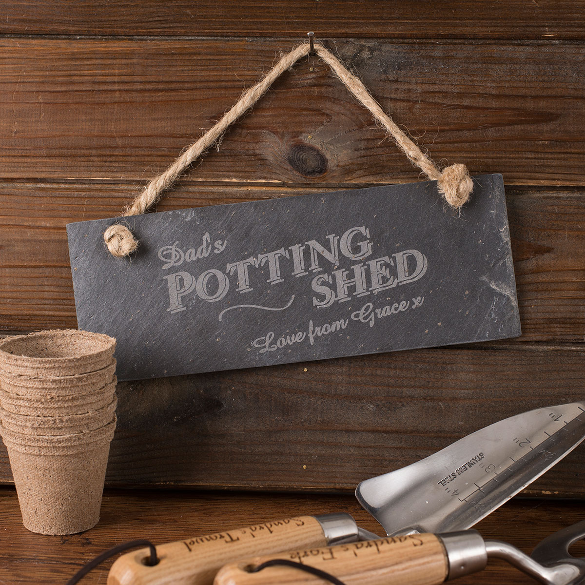 Personalised Hanging Slate Sign - Potting Shed