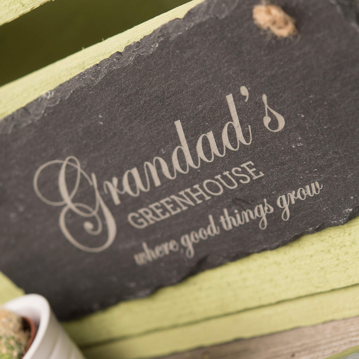 Personalised Hanging Slate Sign- Grandad's Greenhouse