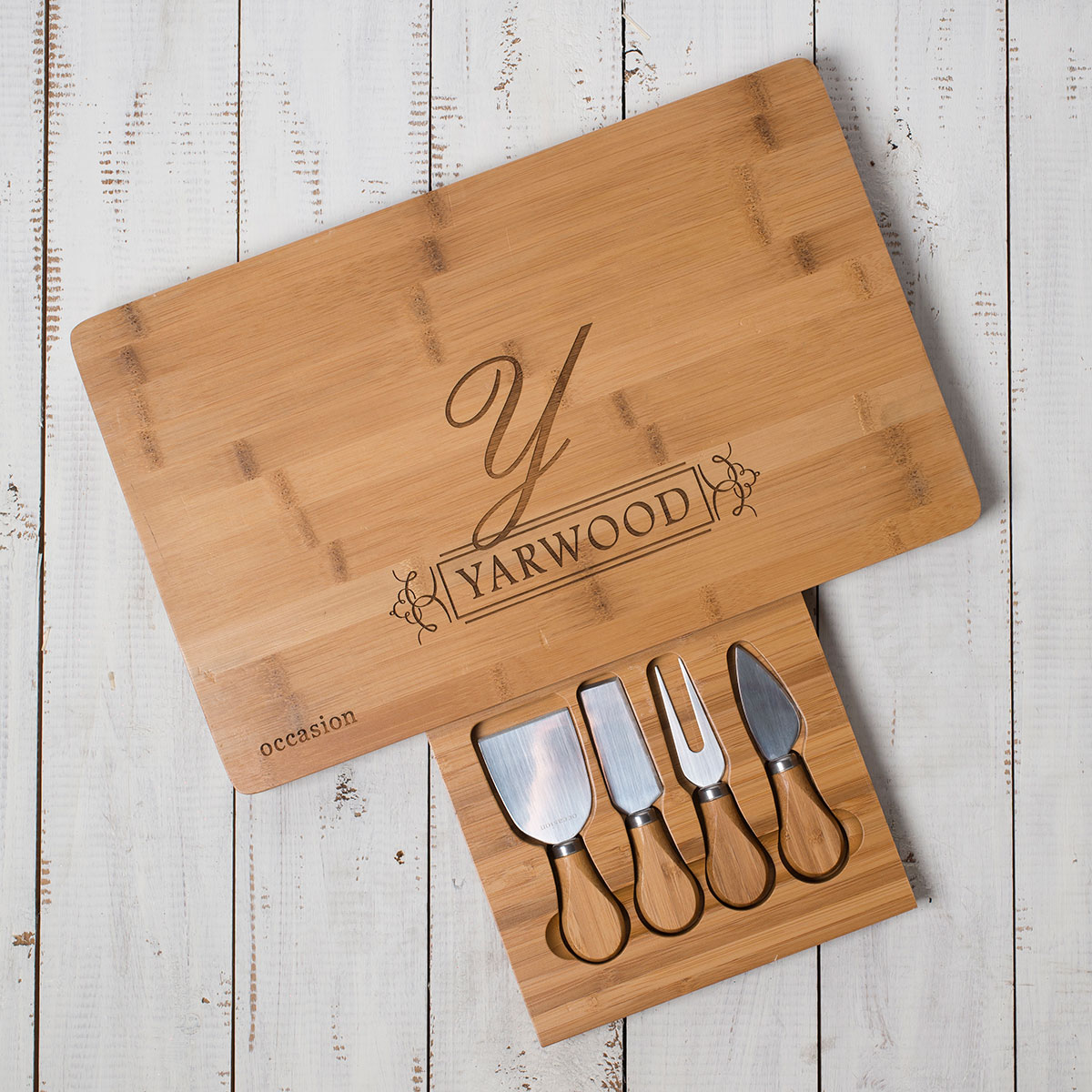 Personalised Large Wooden Cheeseboard - Family Initial