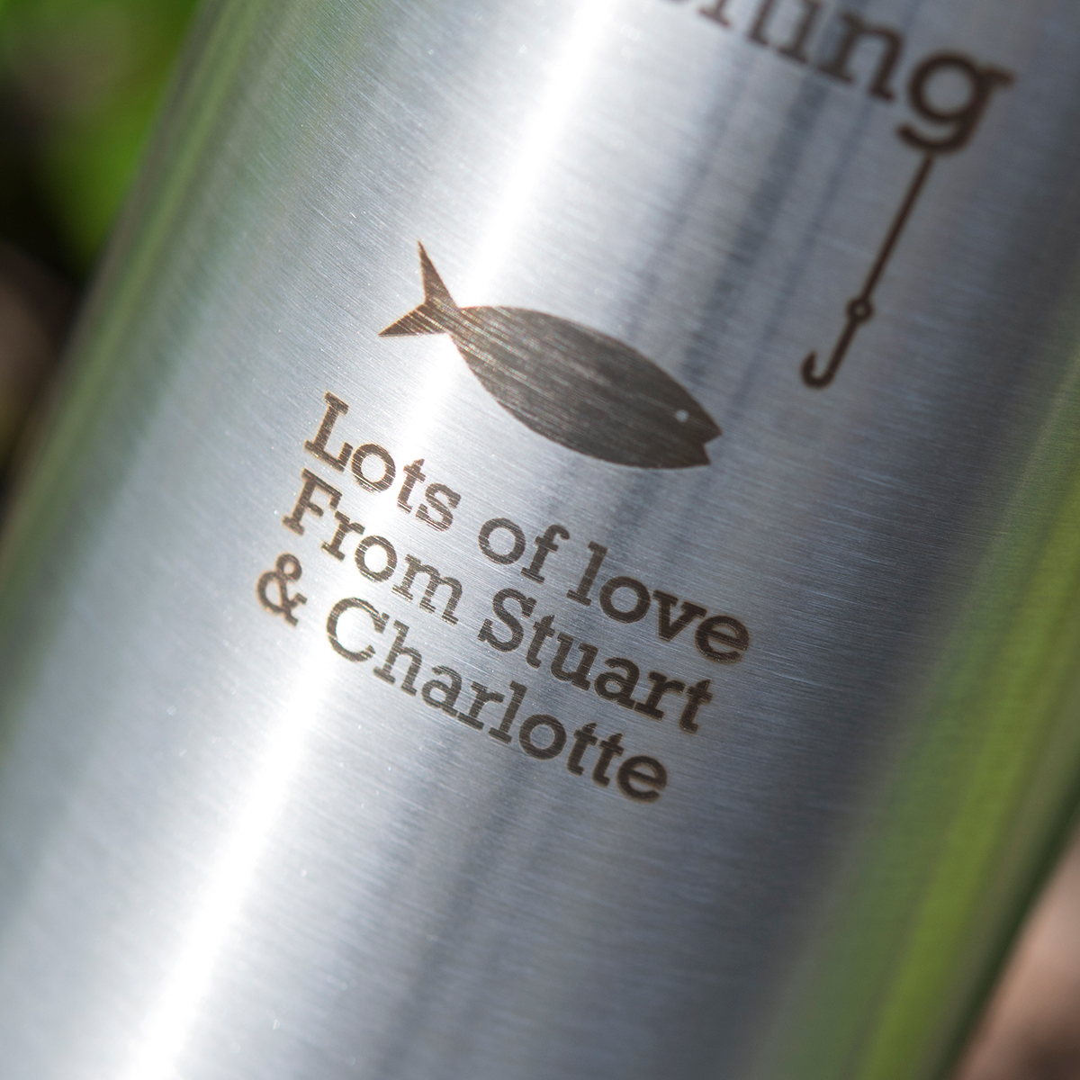Engraved Stainless Steel Vacuum Flask - Gone Fishing