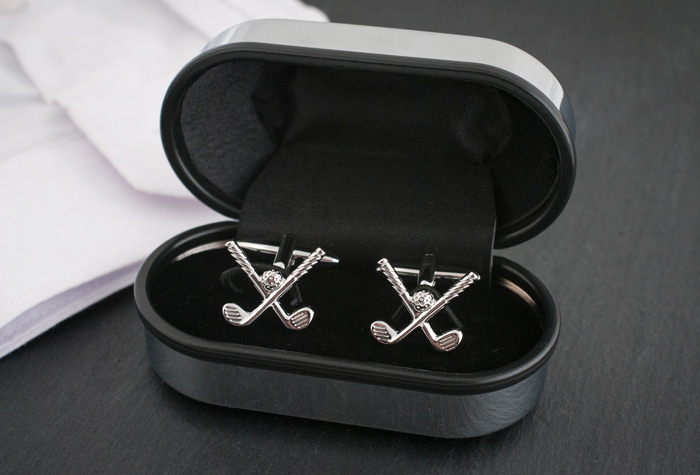 Golf Club Cufflinks In Personalised Box