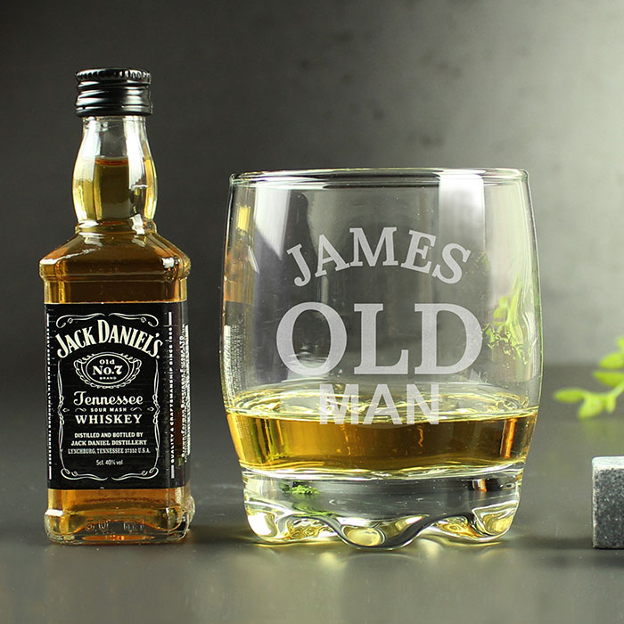Personalised Old Man Glass Whisky Set