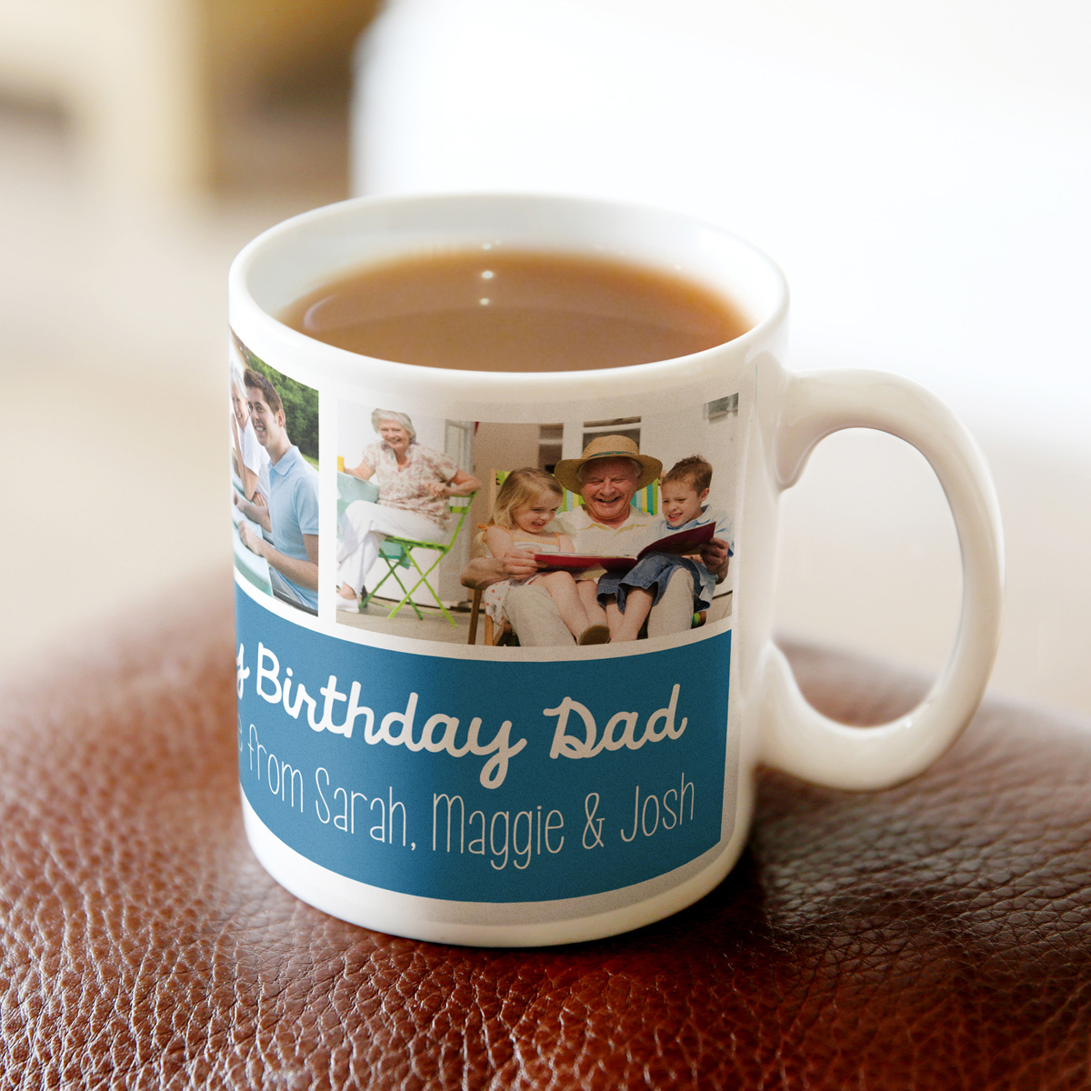 Photo Upload Mug - 3 Photos & Message, Blue