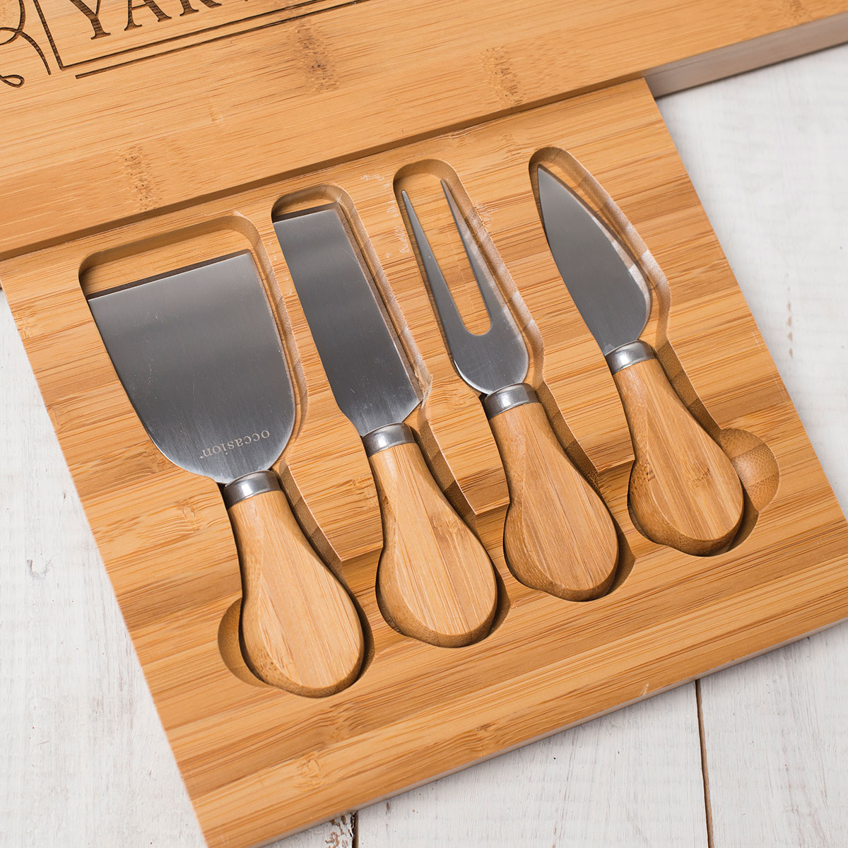 Personalised Large Wooden Cheeseboard - Family Initial