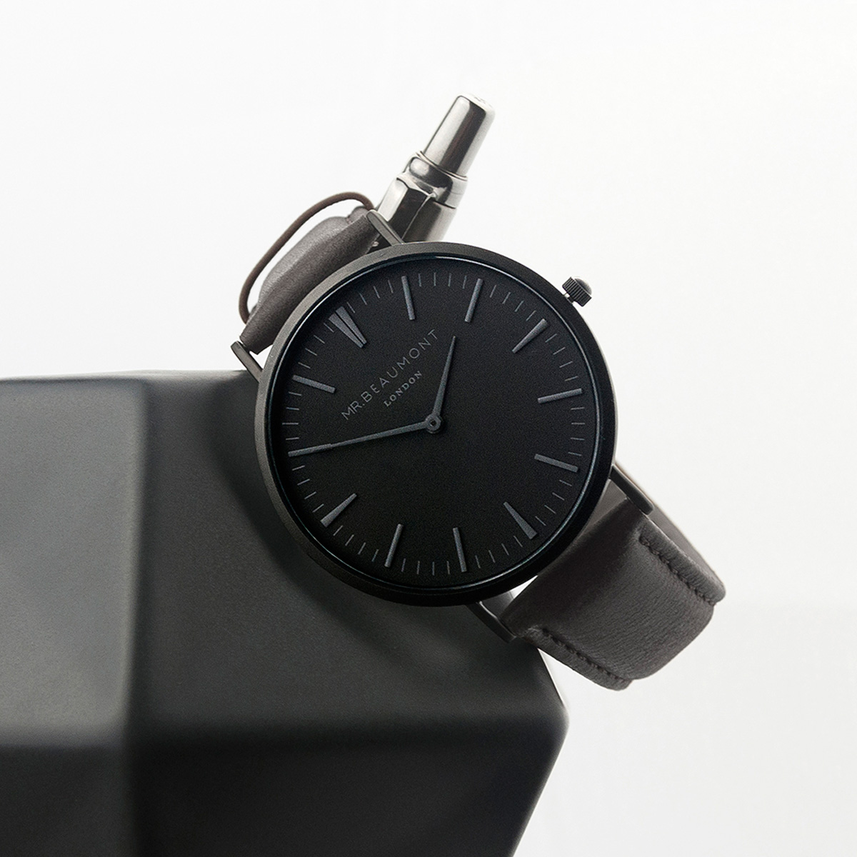 Personalised Men's Watch With Black Face In Ash