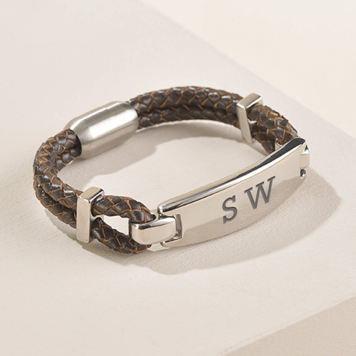 Create Your Own - Engraved Men's Leather Bracelet