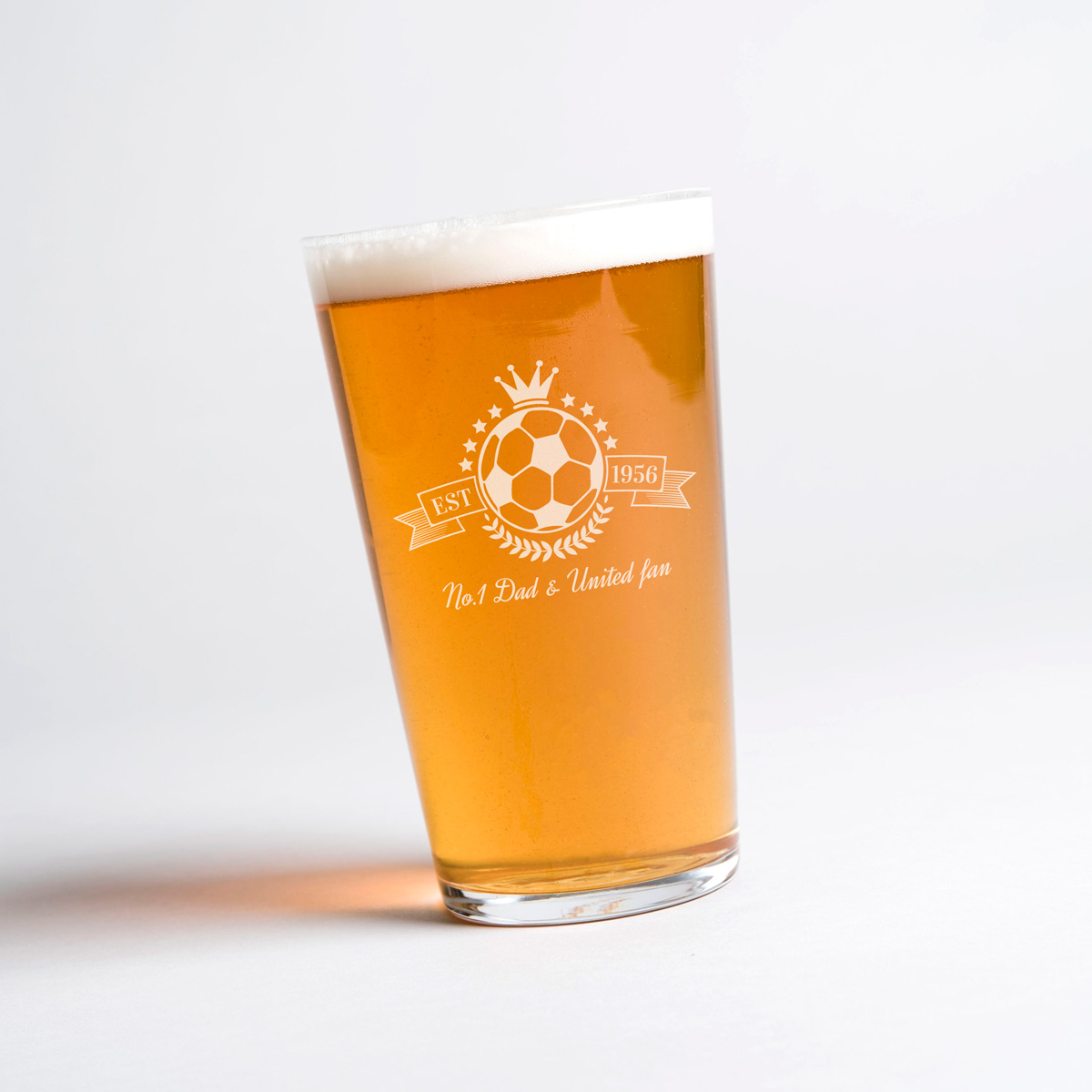 Personalised Pint Glass - Football Crown