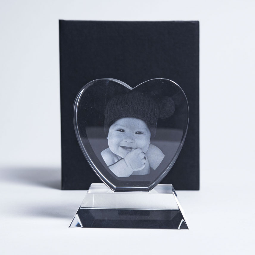 Photo Upload 3D Glass Heart Ornament