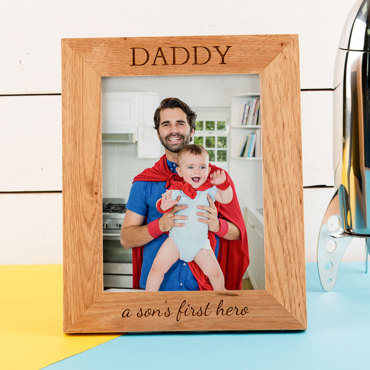 Personalised Wooden Photo Frame - A Son's First Hero