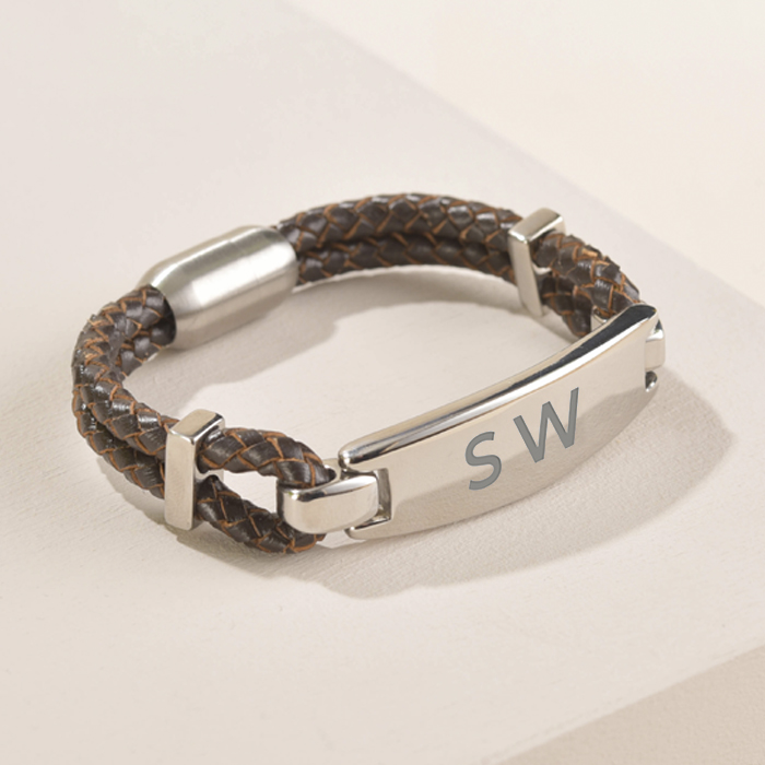 Create Your Own - Engraved Men's Leather Bracelet