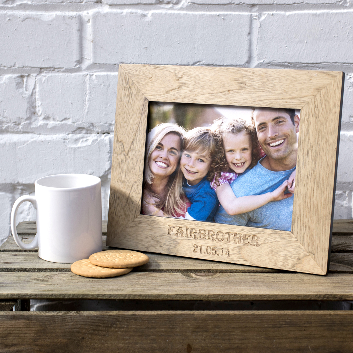 Engraved Wooden Photo Frame - Family Name