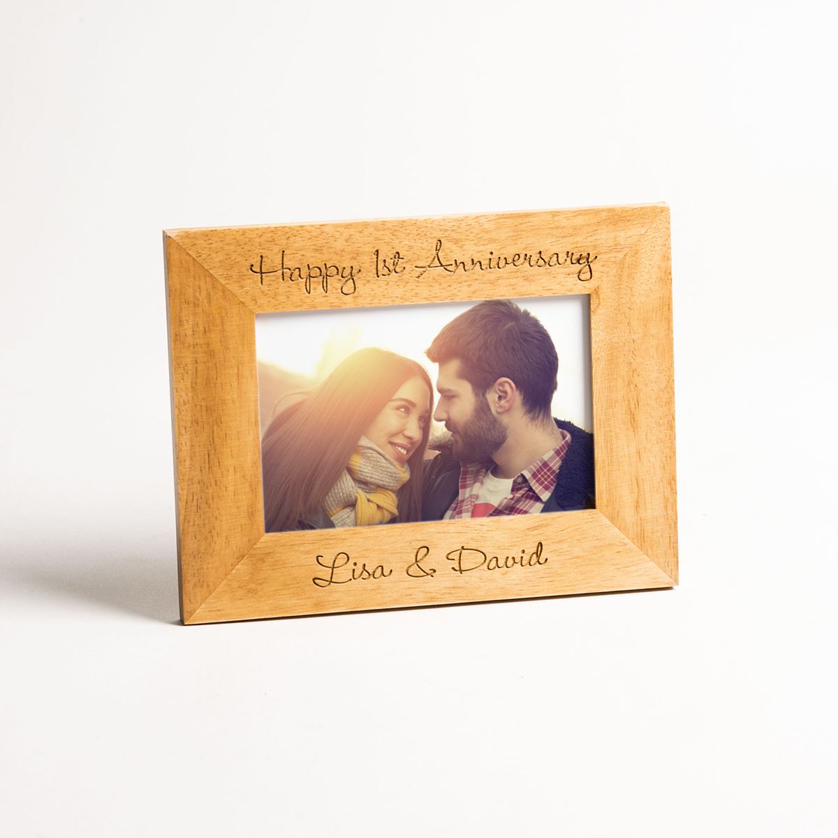 Engraved Wooden Photo Frame - Script Message | GettingPersonal.co.uk