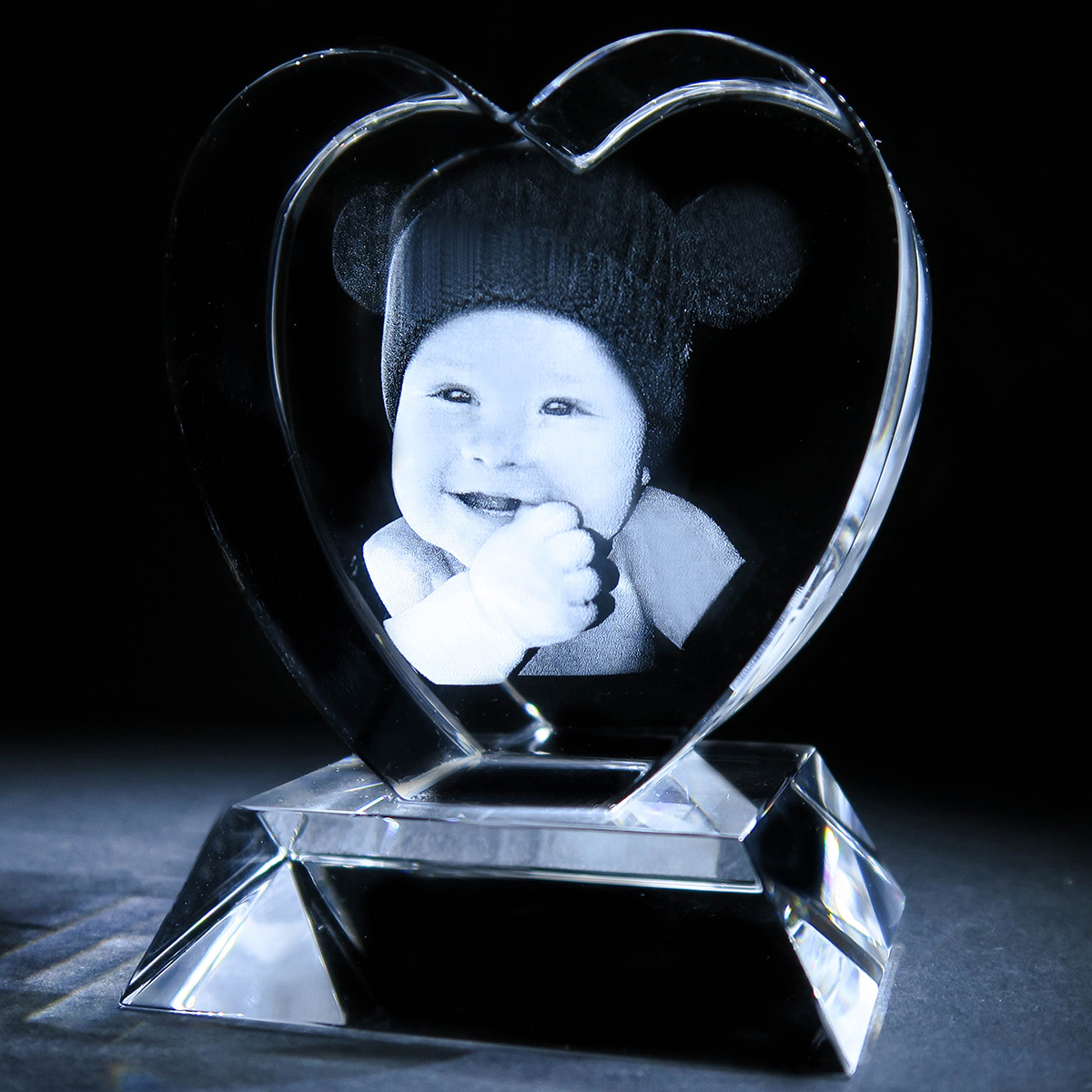 Photo Upload 3D Glass Heart Ornament