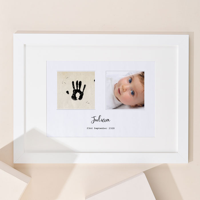 Photo Upload Landscape Framed Print - Baby's Handprint