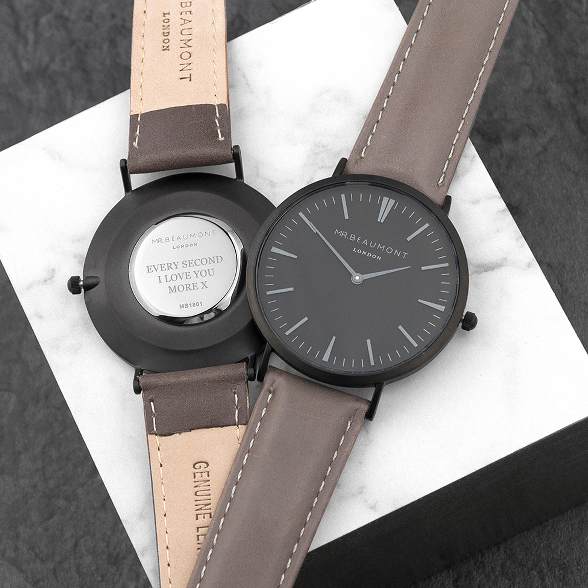 Personalised Men's Watch With Black Face In Ash