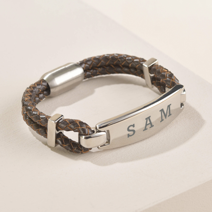 Create Your Own - Engraved Men's Leather Bracelet