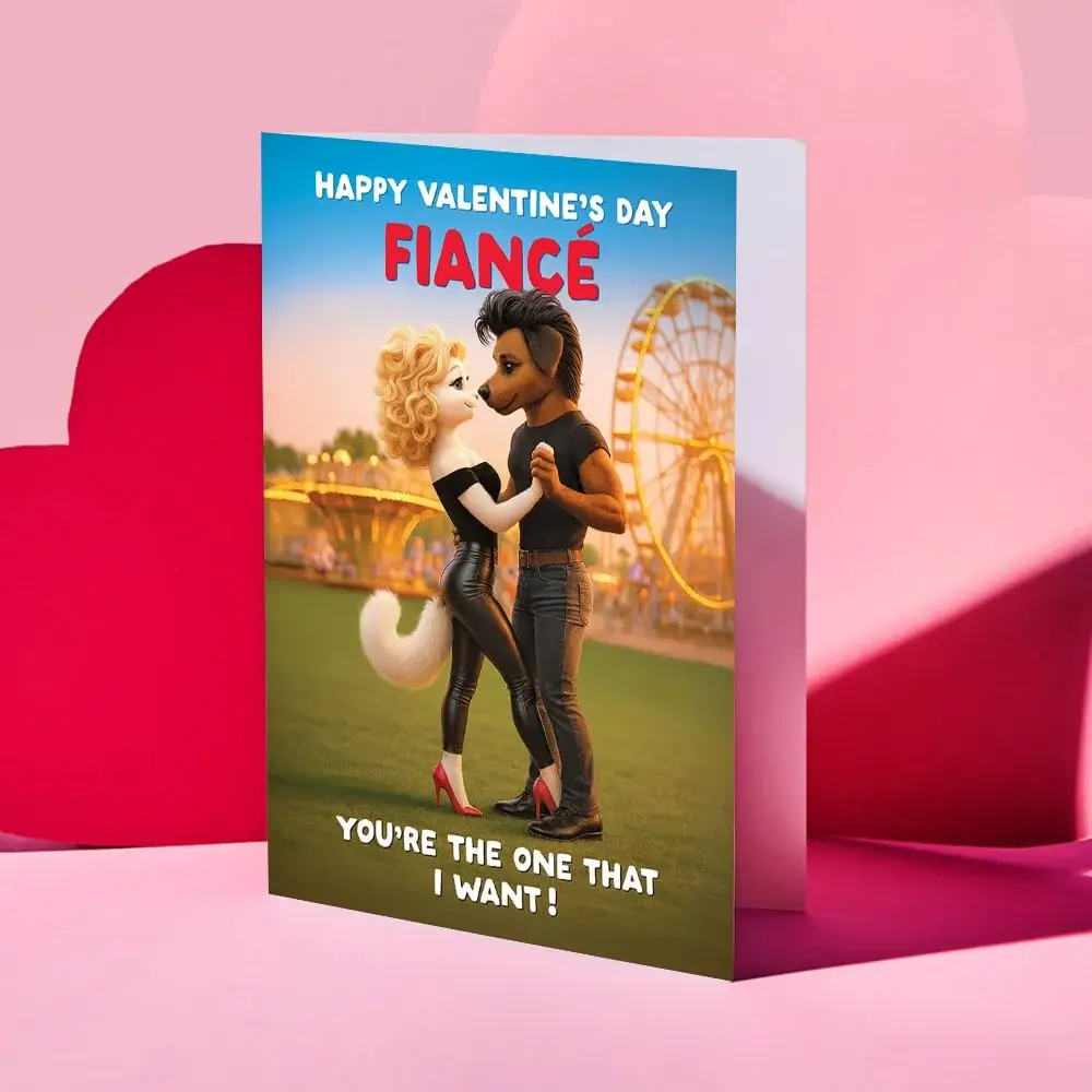 Valentine’s Day card featuring a collage of four romantic couple photos outdoors, decorated with red and gold hearts and the text “Your message here” and “Happy Valentine’s Day” in elegant script