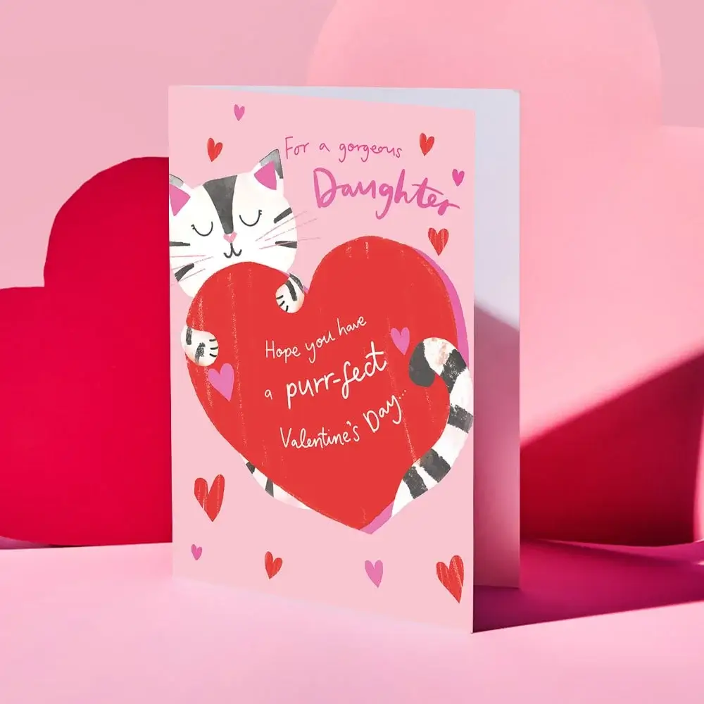 Valentine’s Day card featuring a collage of four romantic couple photos outdoors, decorated with red and gold hearts and the text “Your message here” and “Happy Valentine’s Day” in elegant script